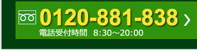 フリーダイヤル：0120-881-838 電話受付時間：8:30～20:00
